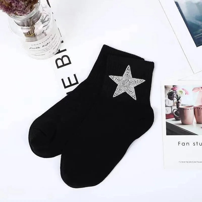 New Rhinestone Decorative Socks, Fashionable Diamond Sparkling Socks, Cute Cartoon Animal Pattern Comfortable Low Cut Socks Peaceful Pleasures Health and Wellness Gold 36-42