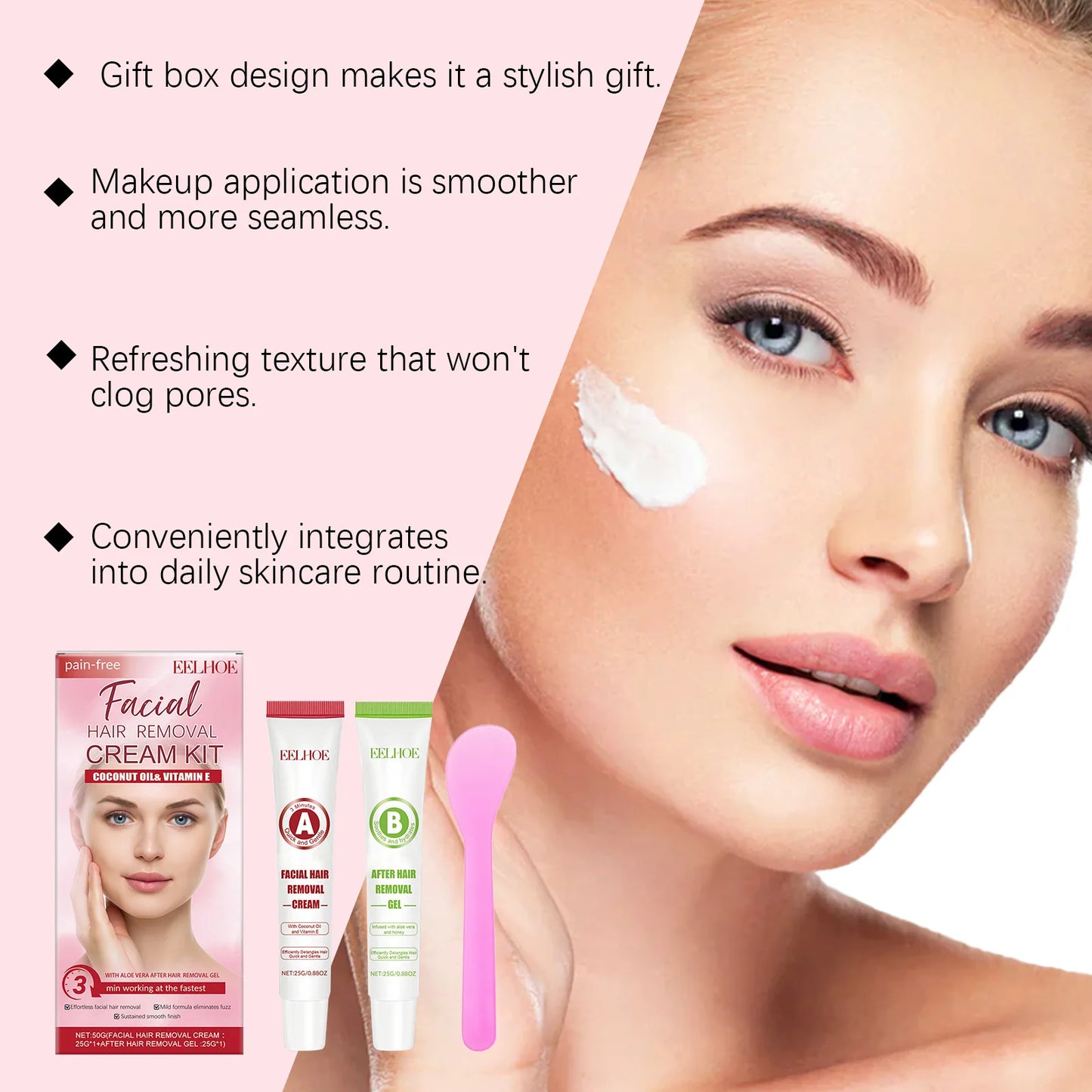 Facial Hair Removal Kit for Women – Gentle Lip & Chin Cream