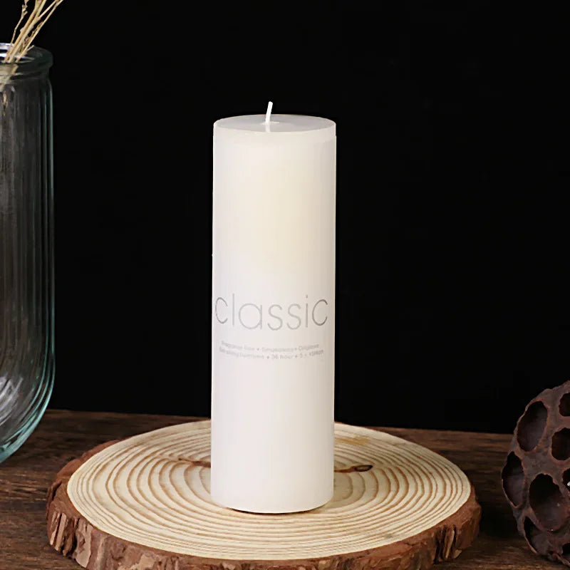 Classic European Ivory White Large Candle Smokeless and Odorless Romantic Wedding Hotel Decoration Festival Supplies Peaceful Pleasures Health and Wellness 7cm x 15cm