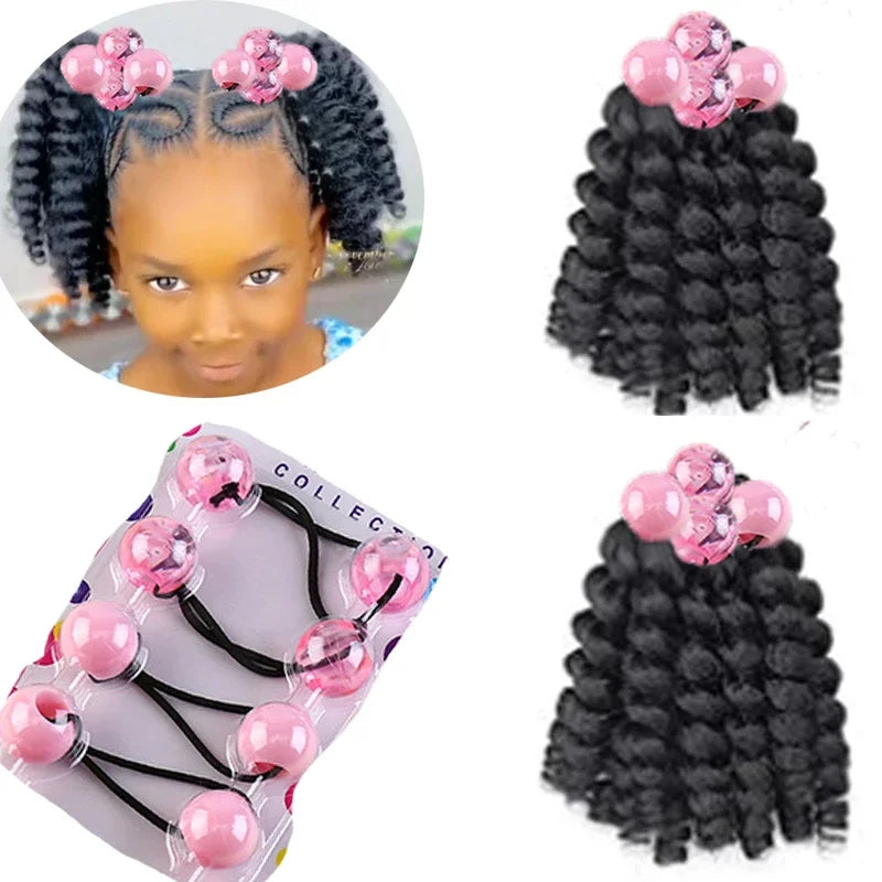 2pcs Large 20MM hair beads ponytail accessorie for kids 7inch box braid elastic hair extension synthetic with big bubbles balls Peaceful Pleasures Health and Wellness pink China Mainland