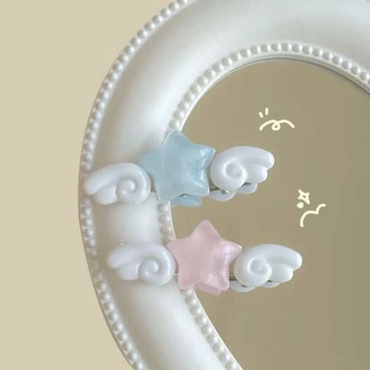 New Jelly Pink Star Wings Hair Clip Cartoon Sweet Versatile Side Clip Hair Accessories Superlatives Duckbill Star Wing Hairpin Peaceful Pleasures Health and Wellness