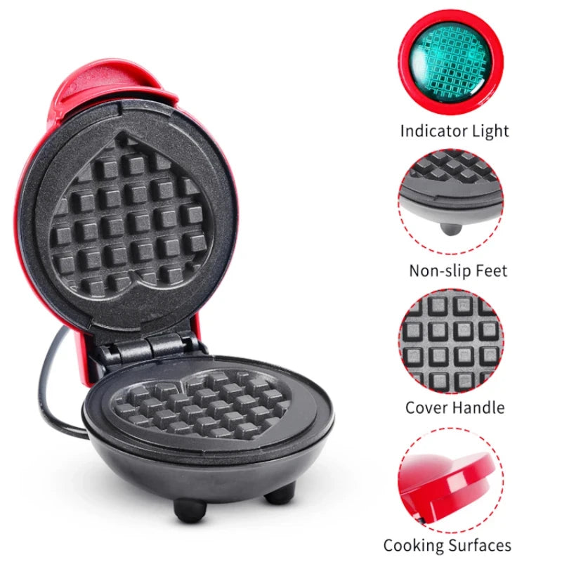 Mini Waffle Maker Bubble Egg Cake Oven Breakfast Love Heart Small Waffle Maker Cooking Appliance for Children's Birthday Parties Peaceful Pleasures Health and Wellness