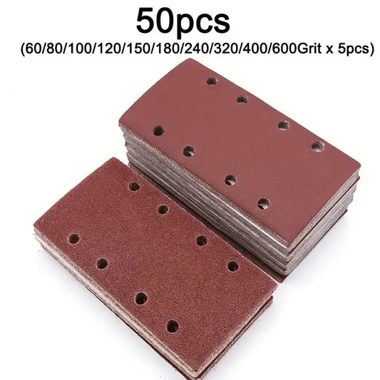 Assorted Grit Sanding Sheets 93 X 8-Hole Rectangular Sanders Wood Peaceful Pleasures Health and Wellness 50pcs