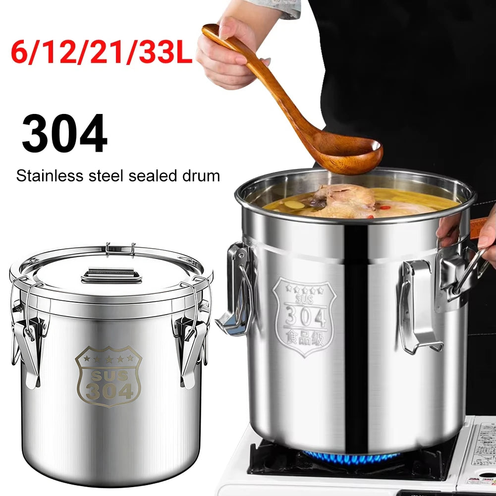 304 Stainless Steel Airtight Canister 6–33L | Food Storage