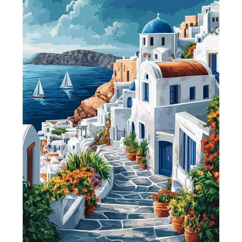 Paint by Numbers Kit – Town Landscape 60×75cm Canvas Art