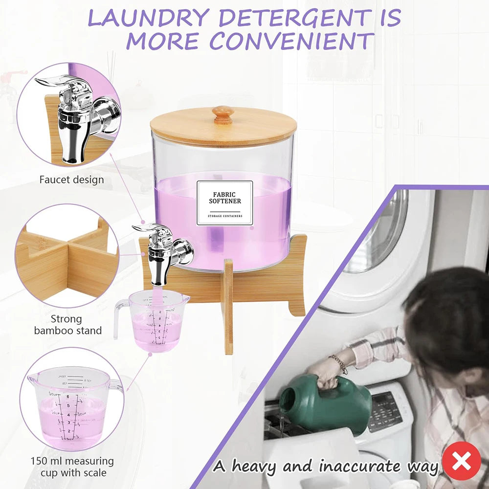 Clear Acrylic Laundry Pod Storage Container with Labels – Detergent Dispenser & Laundry Powder Storage Box