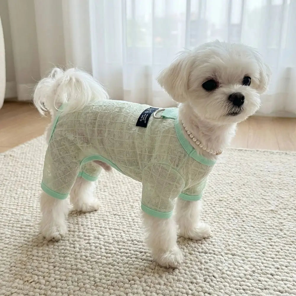 Breathable Mesh Dog Cooling Jumpsuit | Flower Print Sun Cover