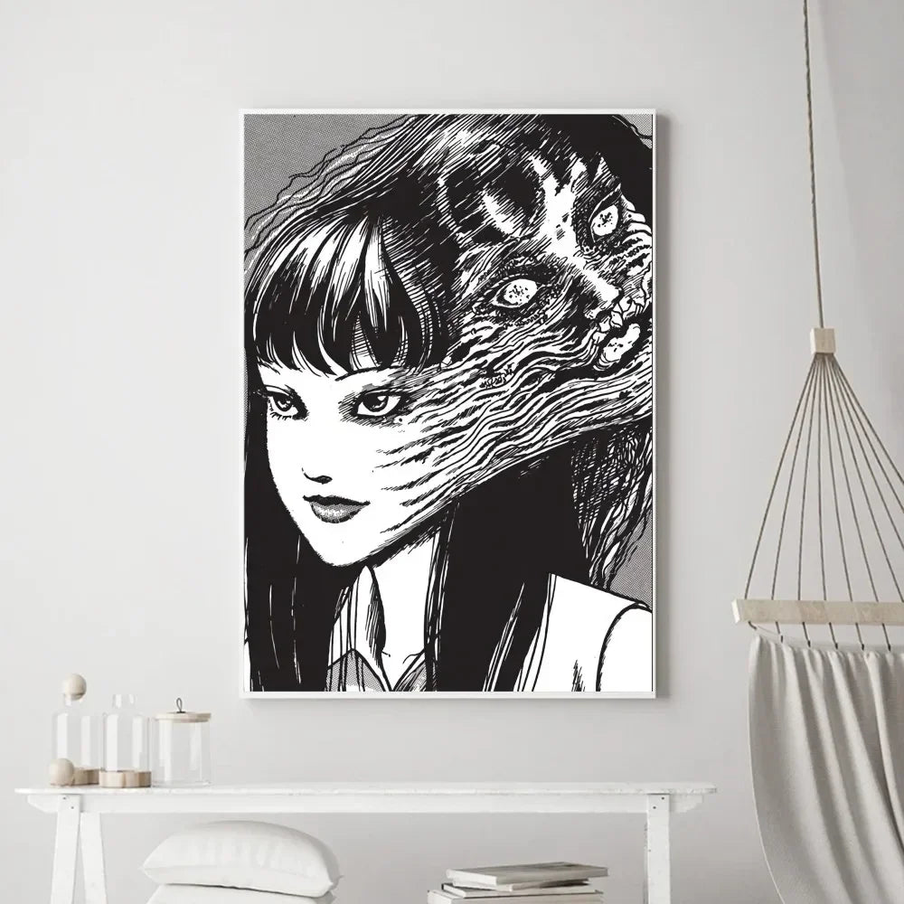 Junji Ito Horror Anime Canvas Poster | Dark Aesthetic Wall Art