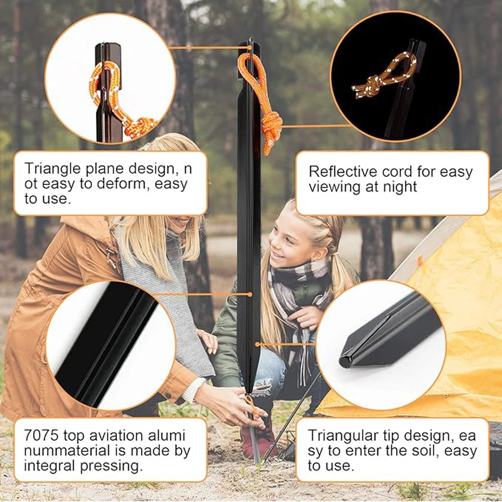 6Pcs 23cm Aluminum Alloy Tent Pegs Tent Nail Yard Canopy Garden Stakes Ground Camping Hiking Tent Accessories for Canopy Fixing Peaceful Pleasures Health and Wellness