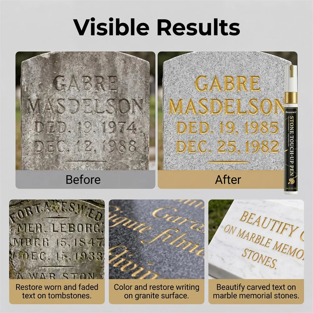 Tombstone Marker Pen For Restoring Faded Grave Inscriptions Waterproof & Fade-Resistant Permanent Ink Outdoor Rock Painting Peaceful Pleasures Health and Wellness