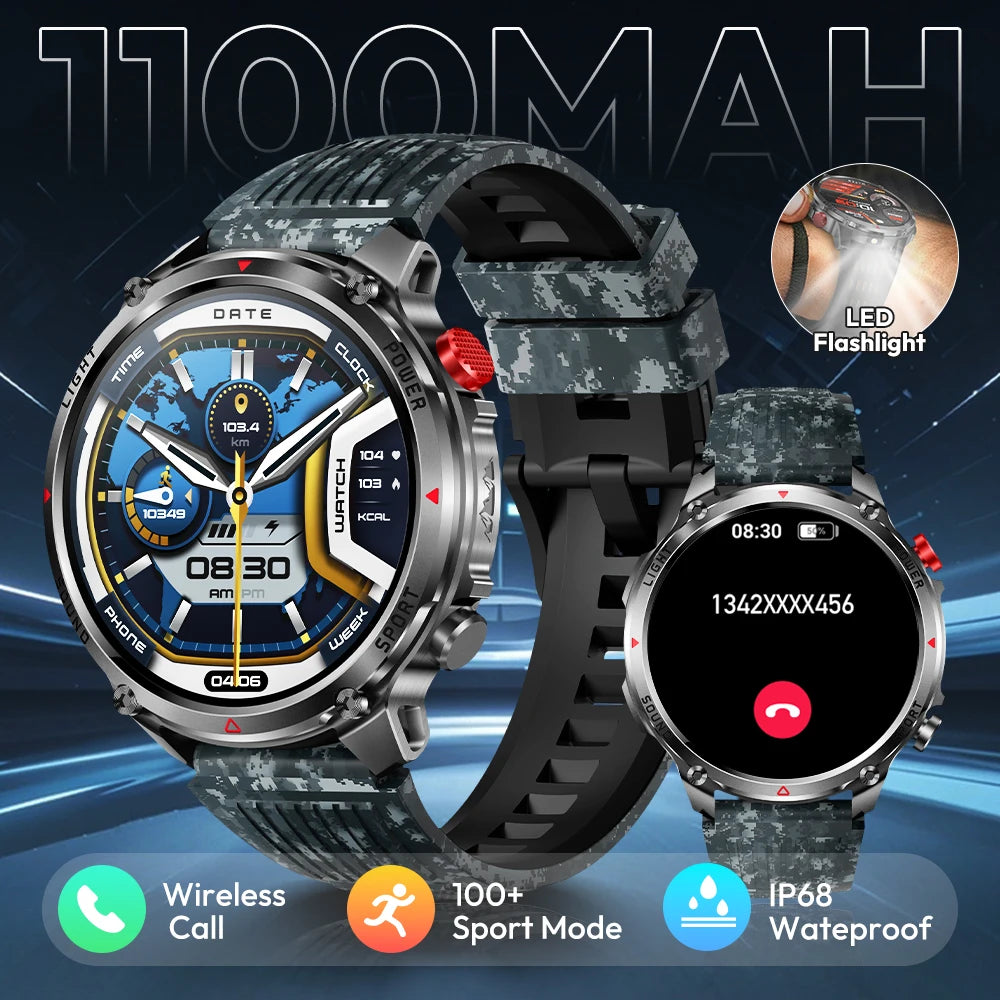 HT45 GPS Smart Watch – 1100mAh, IP68, 100+ Sports Modes, HD Screen