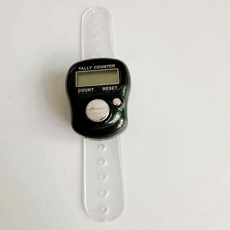 Versatile Mini Finger Counter Compass LED Electronic Handheld Tally Counter Clicker Counter Ring 0-99999 Peaceful Pleasures Health and Wellness black
