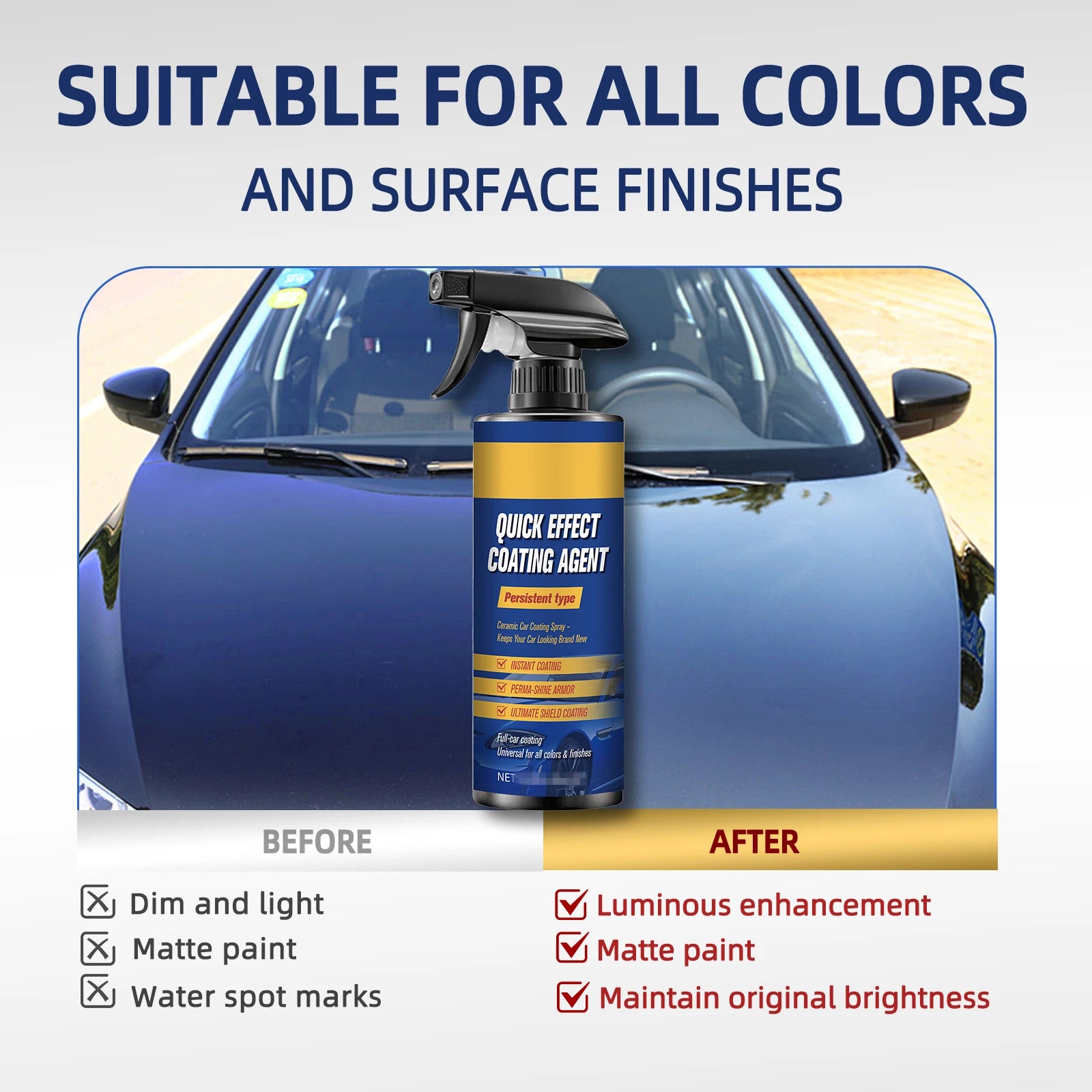 Car Coating Spray Quick Effect Coating Agent Coat Car Wax Car Scratch Wax Coating Spray Oil Film Emulsion Glass Cleaner Peaceful Pleasures Health and Wellness