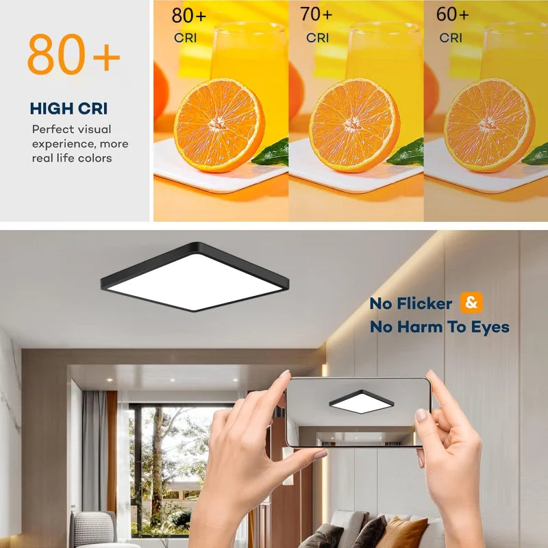 RUNTOIN 24W-36W Ultra-Thin Square LED Flush Mount Ceiling Light