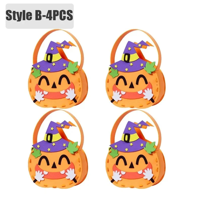 Halloween Felt Pumpkin Trick or Treat Bags with Handle | 1-6 Pack