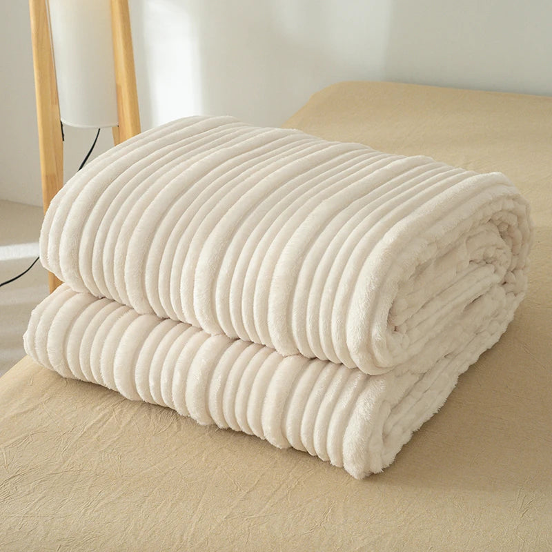 Ribbed Flannel Fleece Throw Blanket – Super Soft All Season