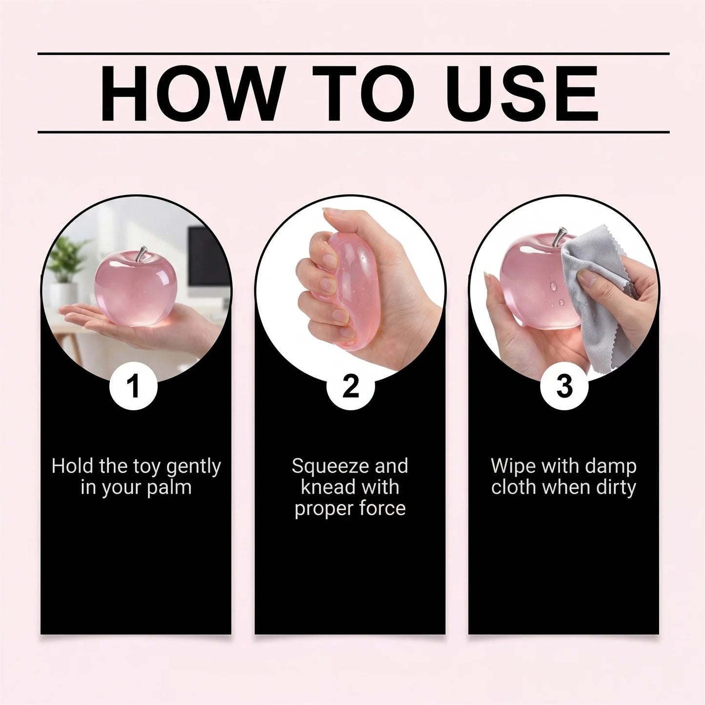 Squishy Pink Apple Stress Ball Soft Fidget Sensory Toy Suitable Autism Relief Simulated Slow Rebound Squeeze Toy Adult Kids Gift Peaceful Pleasures Health and Wellness