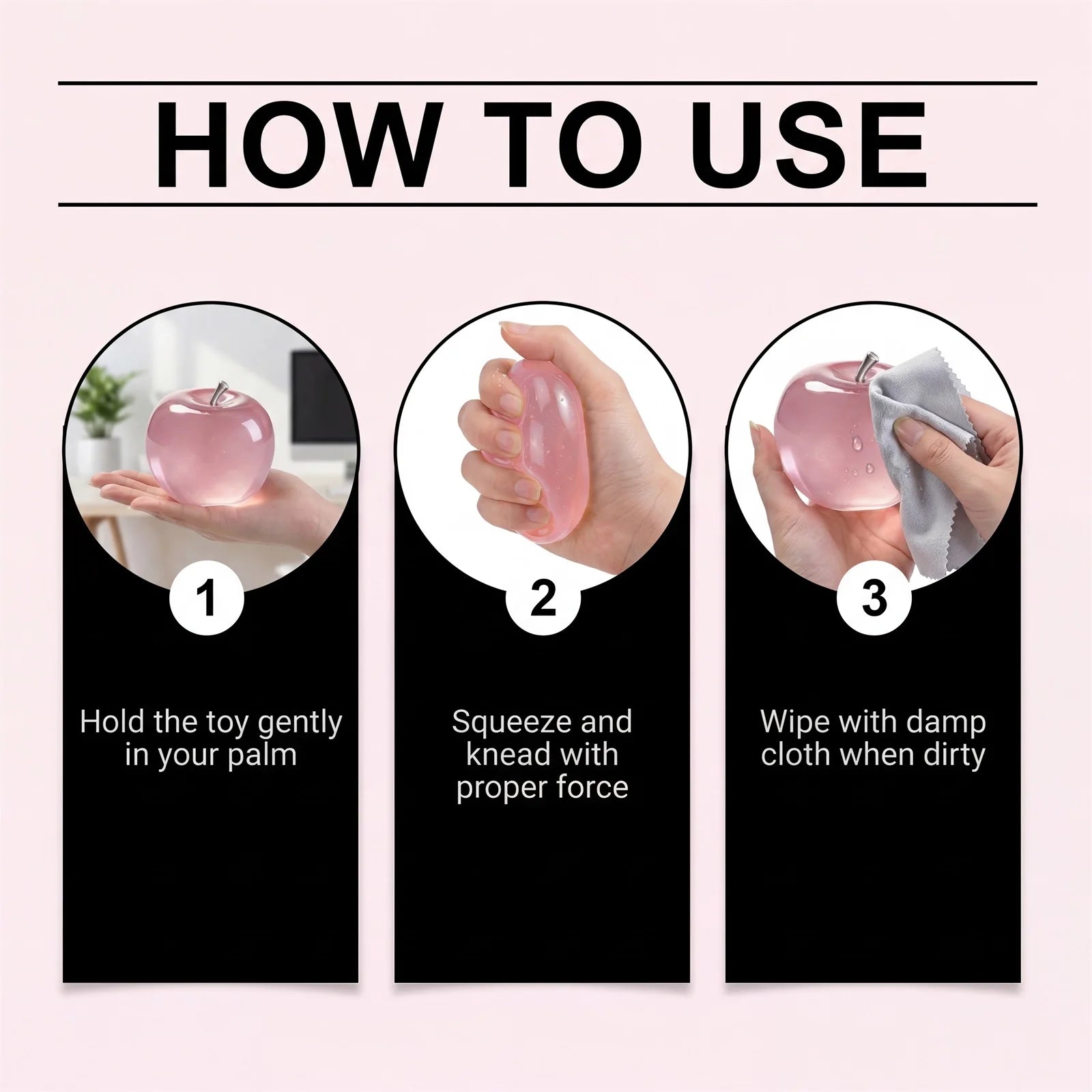 Squishy Pink Apple Stress Ball Soft Fidget Sensory Toy Suitable Autism Relief Simulated Slow Rebound Squeeze Toy Adult Kids Gift Peaceful Pleasures Health and Wellness