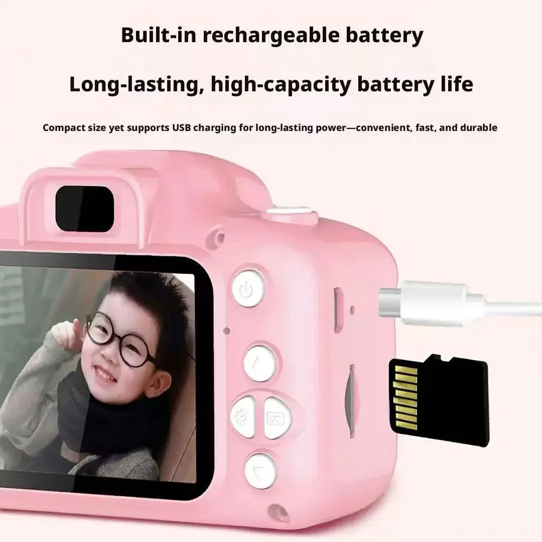 Cute Cartoon Kids Digital Camera HD Dual Lens 128G Portable Mini Children Camera Photo Video Recorder Toy for Boys Girls Gift Peaceful Pleasures Health and Wellness