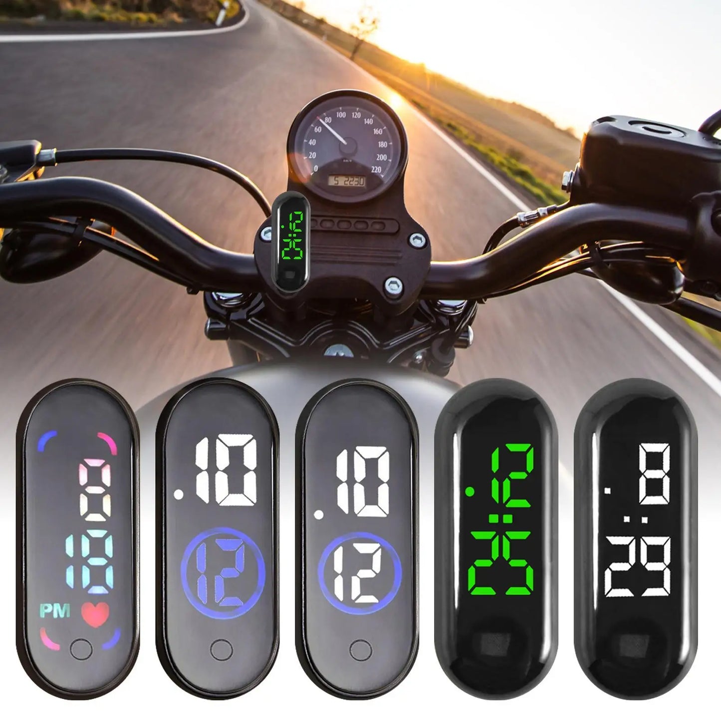 Waterproof Digital Clock with Luminous Display Mini Adhesive Car Clock for Truck Motorcycle Bike Travel, 12/24H Mini Clock Peaceful Pleasures Health and Wellness