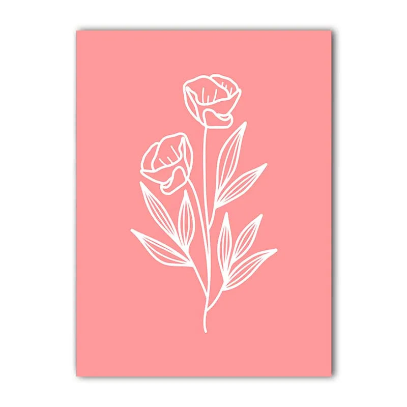 Nordic Pink Floral Line Art Canvas Print | Minimalist Wall Decor Canvas Wall Print Peaceful Pleasures Health and Wellness 02 40x60cm No Frame China Mainland