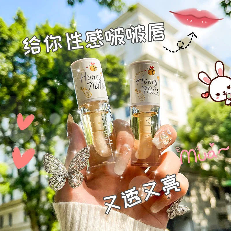 Peach Milk Honey Lip Oil Gloss – Moisturizing & Fades Lip Lines