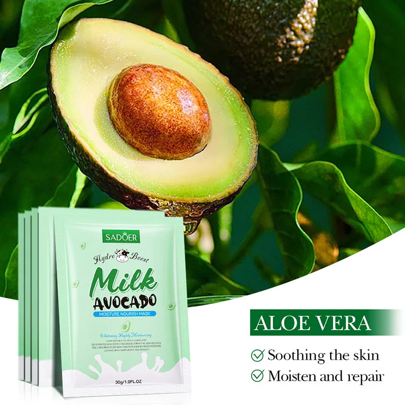 SADOER Vitamin C Avocado Face Sheet Masks – Moisturizing & Brightening