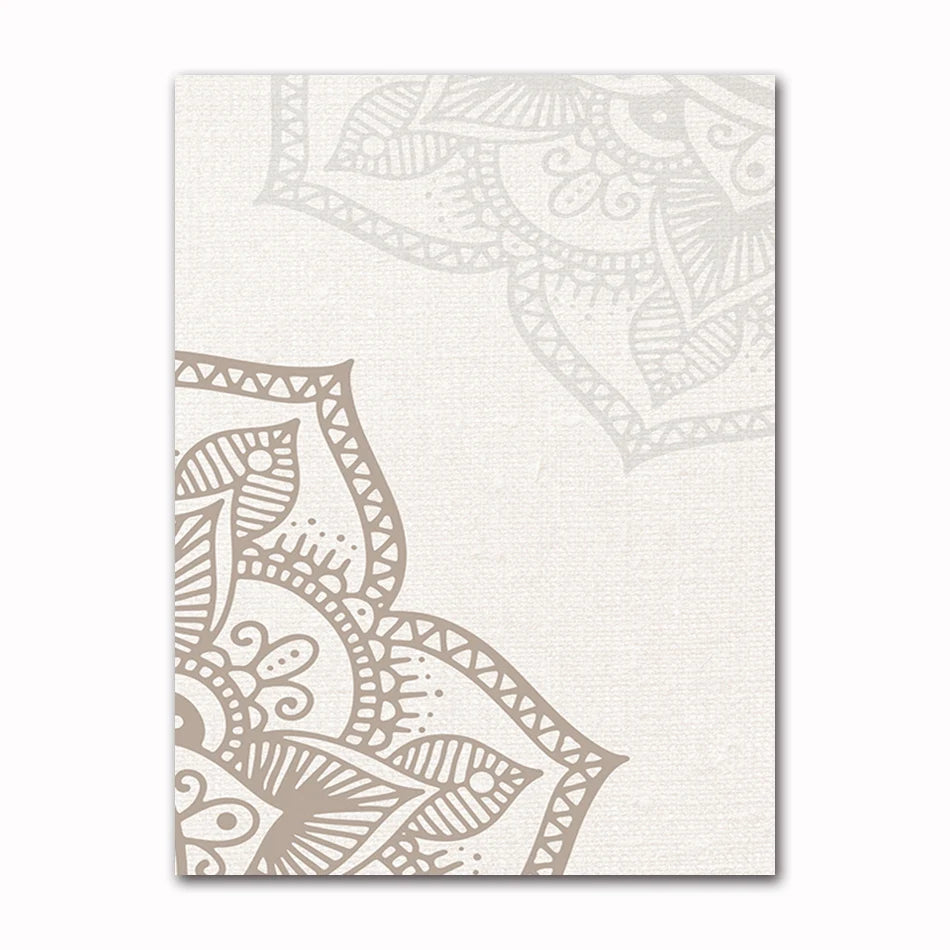 Bohemia Mandala Floral Beige Abstract Posters Canvas Painting Wall Art Print Pictures for Living Room Interior Home Decoration Peaceful Pleasures Health and Wellness 60314-06 40x50cm Unframed
