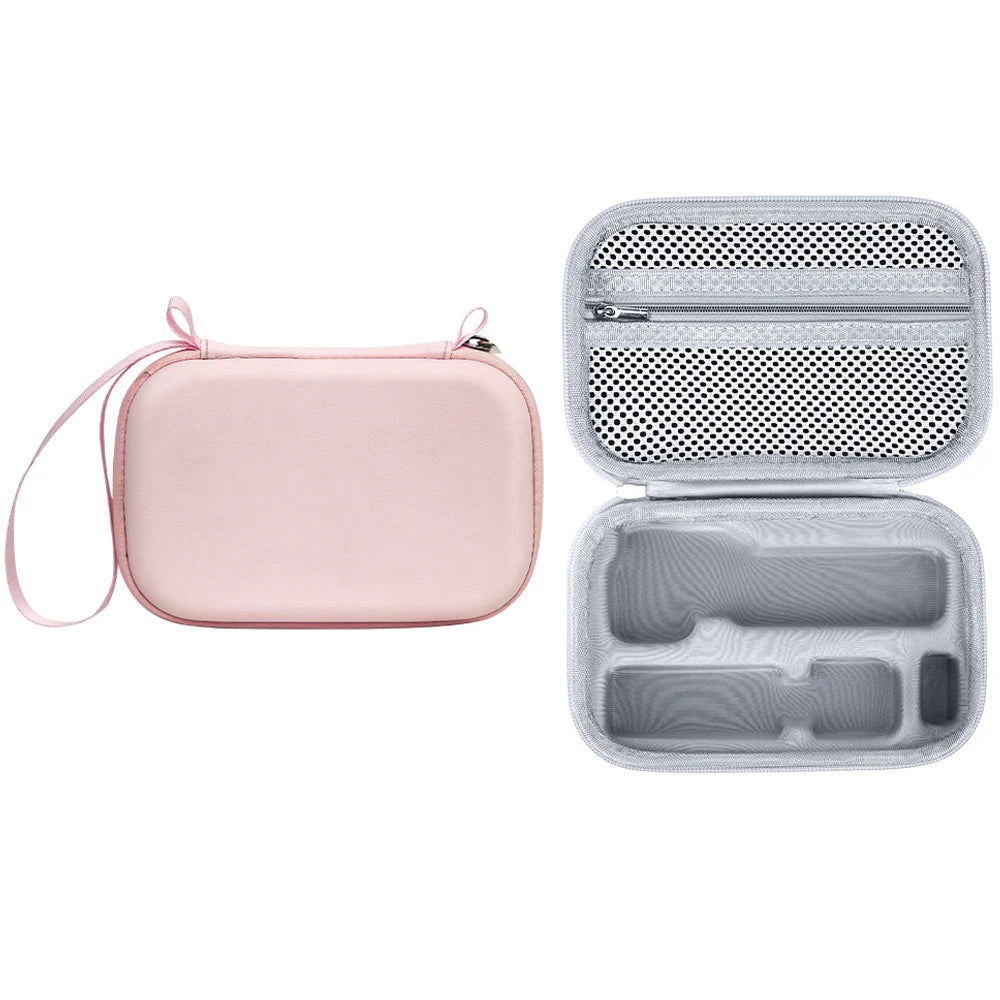 Double‑Layer Webbing Handle For DJI Osmo Pocket 4 Hard Case Shockproof Portable PU Travel Carrying Bag For Gimbal Set Accessory Peaceful Pleasures Health and Wellness PINK