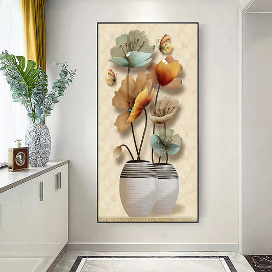 Retro Butterfly Flower Canvas Paintings Wall Art Pictures Chinese Style Vintage Poster And Prints for Living Room Aisle Decor Peaceful Pleasures Health and Wellness