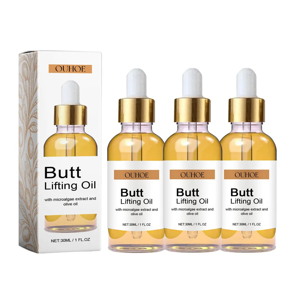 Buttock Enlargement Oil Hip Lifting Growth Firming Nourishing Moisturize Skin Tighten Pores Enhance Elasticity Body Massage Care Peaceful Pleasures Health and Wellness 30ml x 3pcs
