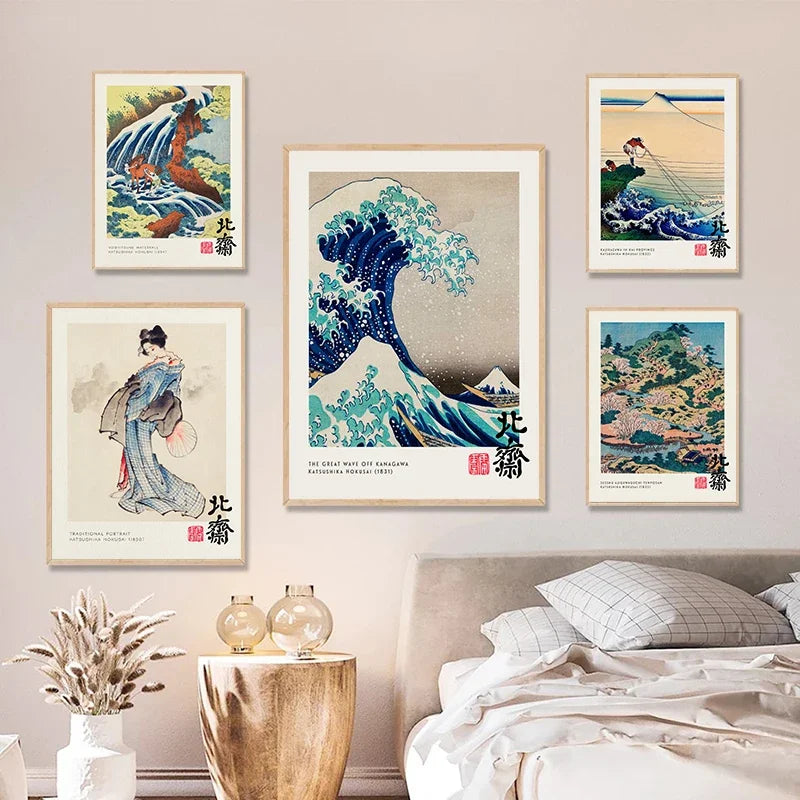 Hokusai Great Wave Mount Fuji Unframed Canvas Wall Art Print