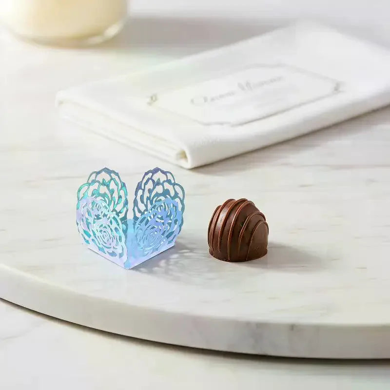 50-Pack Gold Rose Laser-Cut Dessert Liners & Cake Wrappers