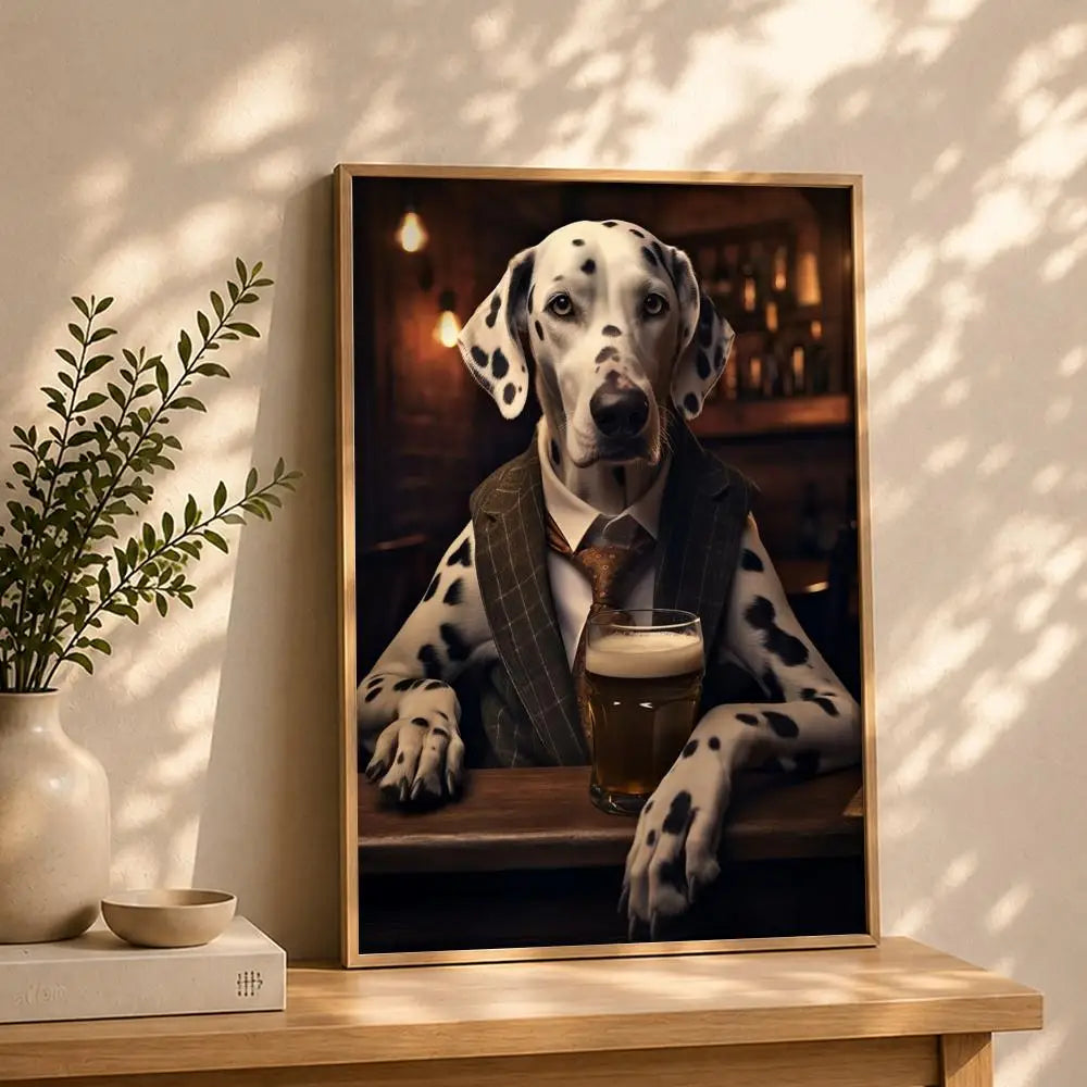 Art D-Dogs Cats at the PubS Poster HD Self Adhesive Waterproof Wall Art Ideal for Home Office Dorm Bedroom Great Gift Peaceful Pleasures Health and Wellness White3 50X70cmNoframe