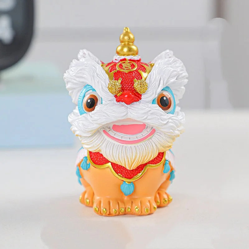 1Pcs Chinese-Style Festive Lion Dance Ornament for Desktop, Living Room, Tv Cabinet, Wine Cabinet, Entrance Decoration, High-End Feel, Wealth-Attracting Housewarming Gift, Best Gift for Christmas, Halloween, Thanksgiving, New Peaceful Pleasures Health and Wellness 1Pcs 1