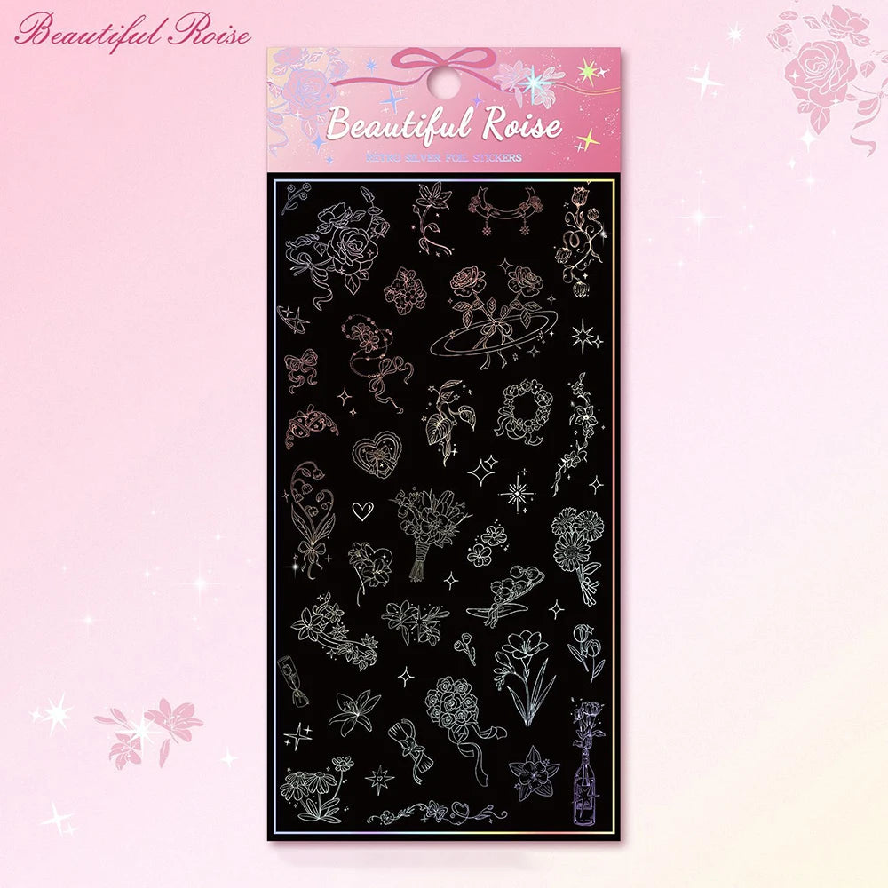 Creative Silver Stamping Colorful Stickers Retro Laser DIY Account