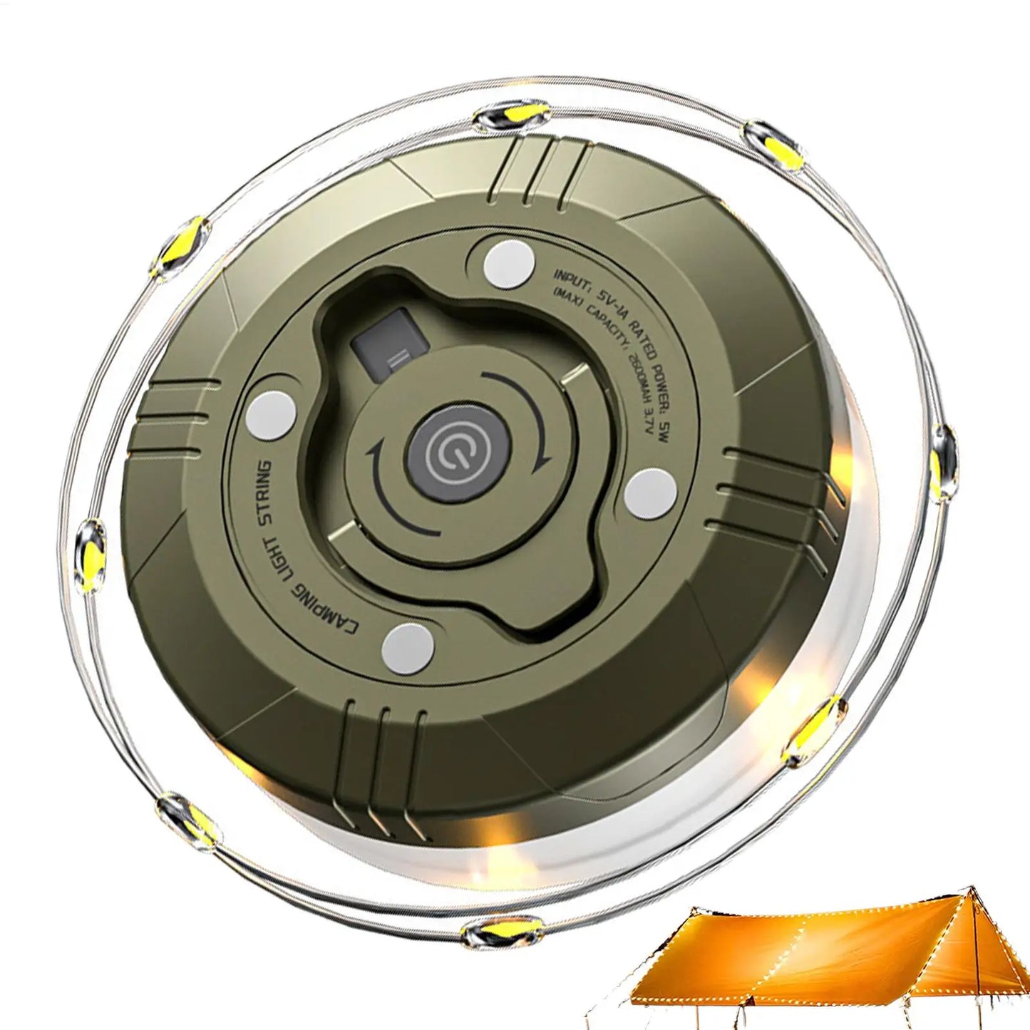Retractable Camping String Lights 65.62 FT Rechargeable 2600mAh