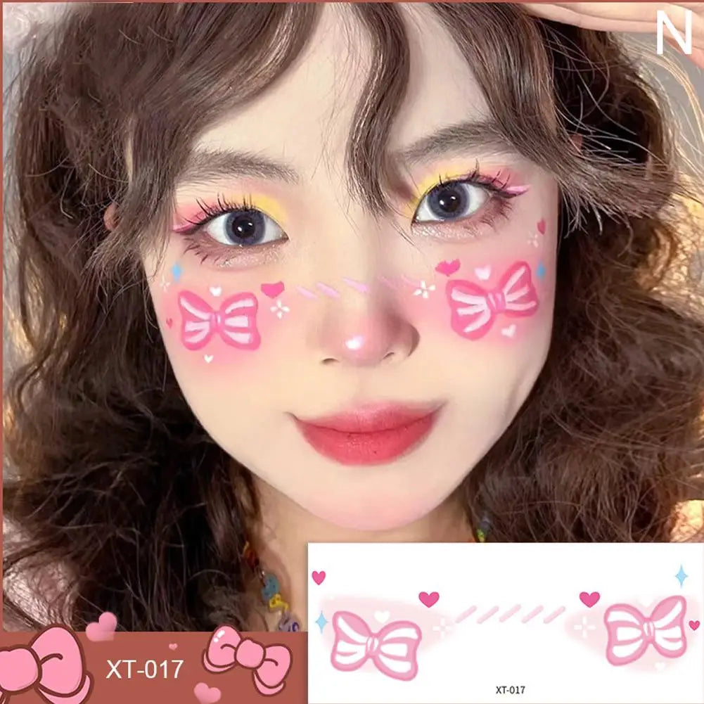 Love Heart Face Temporary Tattoos – Waterproof Party Stickers