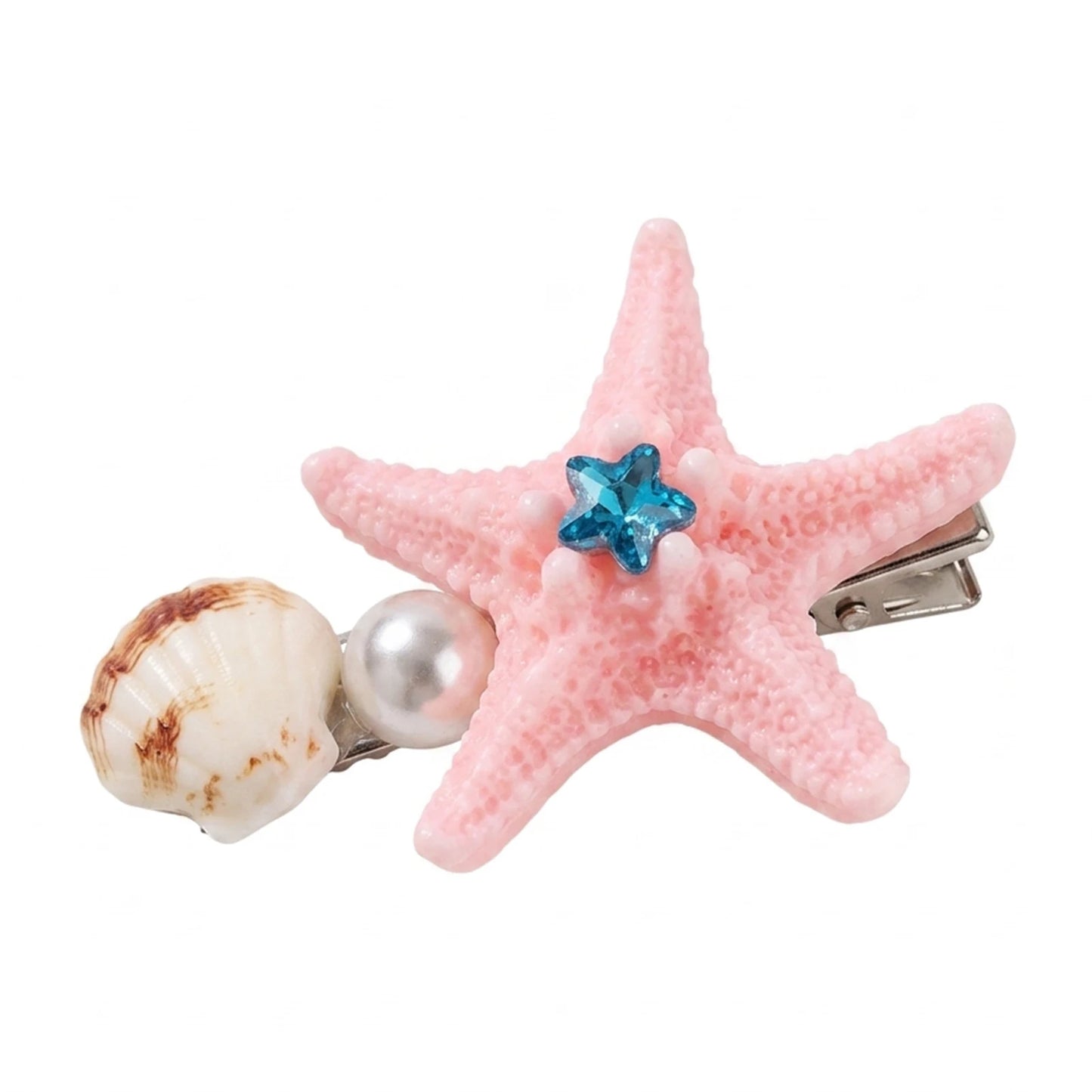 Colorful Starfish-Shell Hair Clip Resin Alloy Spring Design for Women and Teens Peaceful Pleasures Health and Wellness Pink