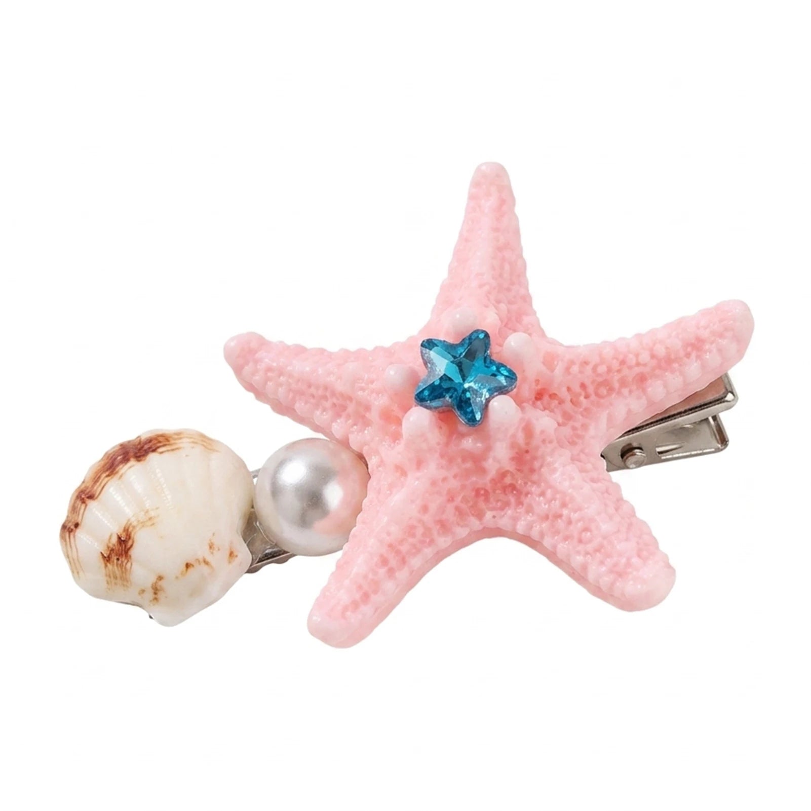 Colorful Starfish-Shell Hair Clip Resin Alloy Spring Design for Women and Teens Peaceful Pleasures Health and Wellness Pink