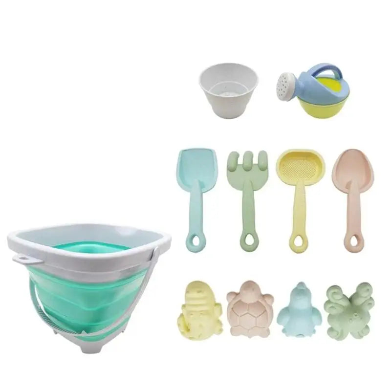 11-Piece Kids Beach Sand Toy Set – Bucket, Shovel & Molds