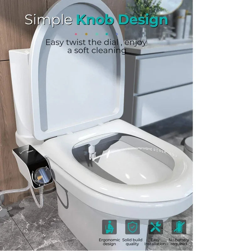 Ultra-Slim Non-Electric Bidet Attachment | Double Nozzle
