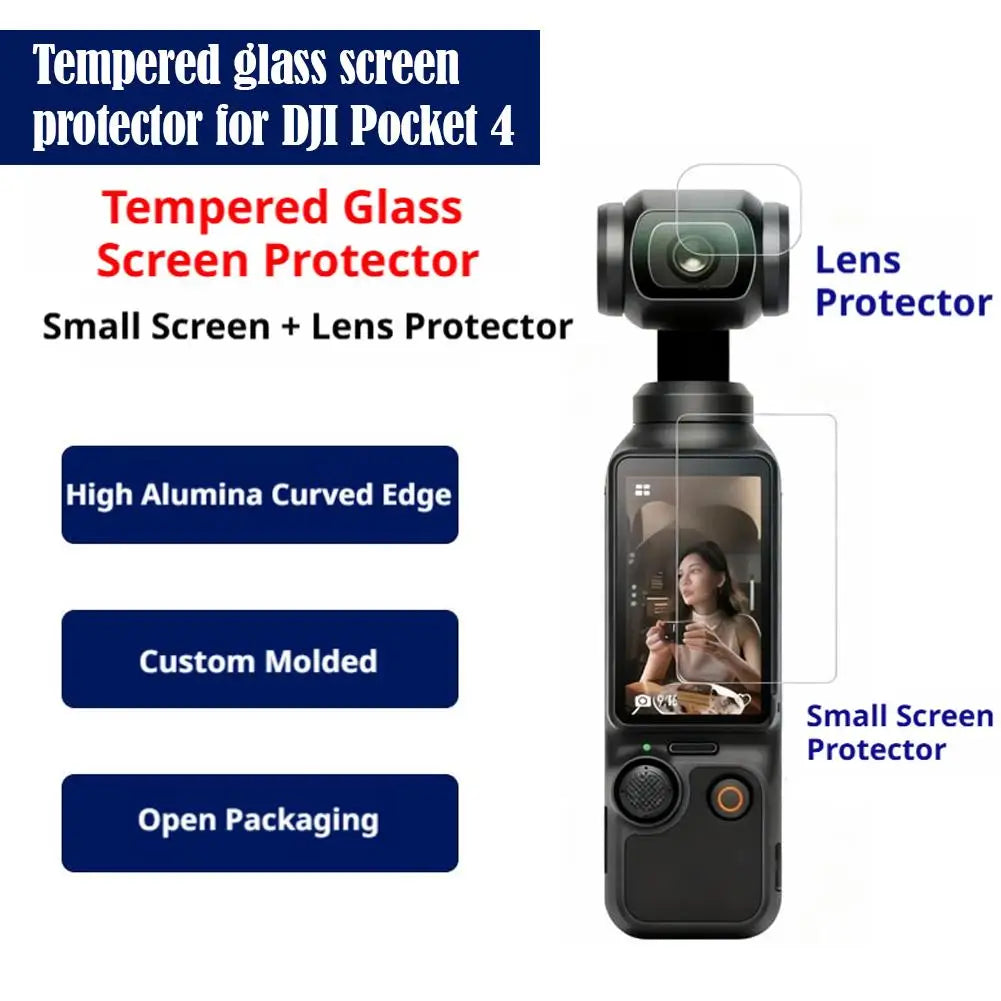 DJI Osmo Pocket 4 Tempered Glass Screen & Lens Protector 2-Pack