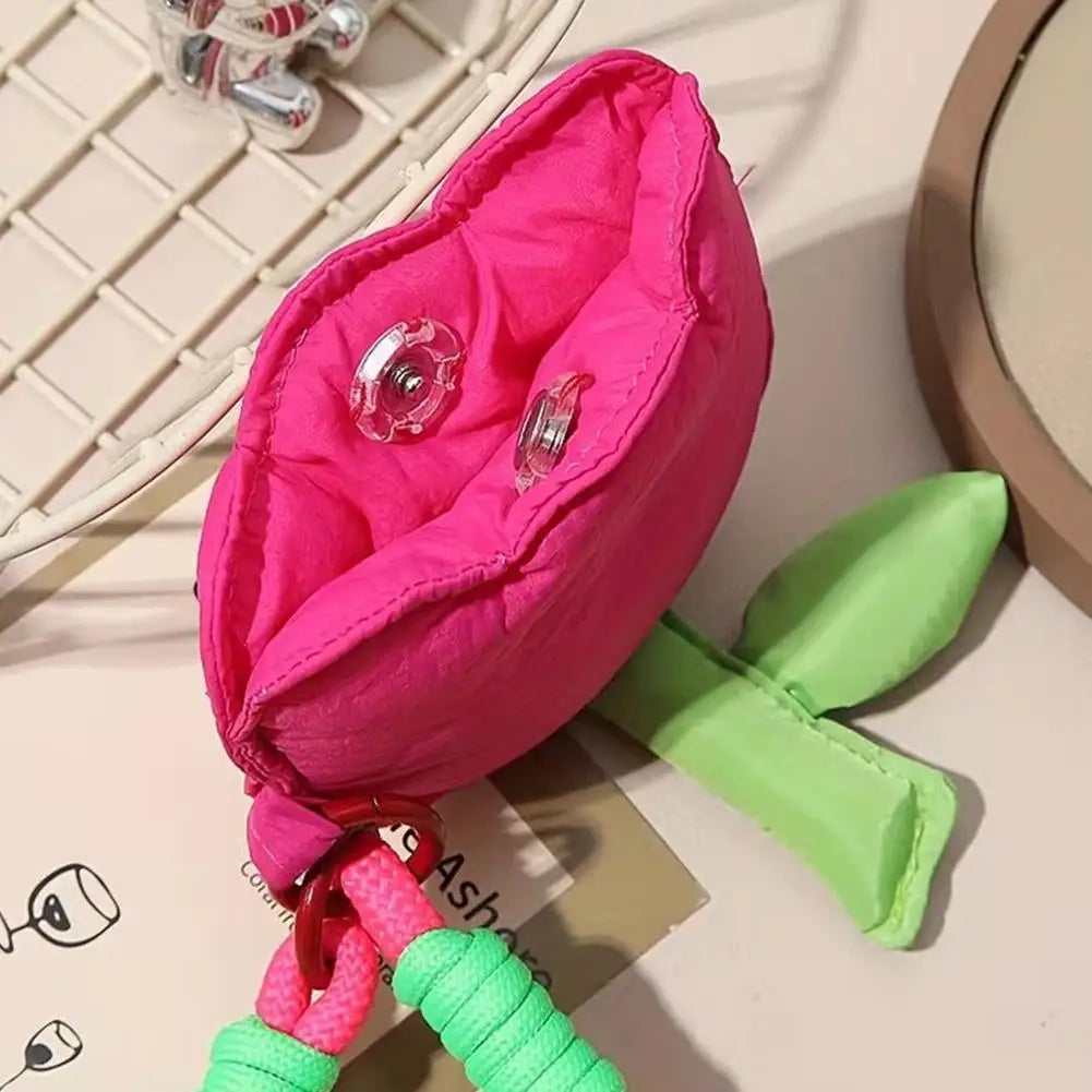 Puffy Tulip Bag Charm Keychain Kawaii Floral Pendant for Handbag Backpack Earphone Case Keyring Accessory Women Girl Gift Peaceful Pleasures Health and Wellness