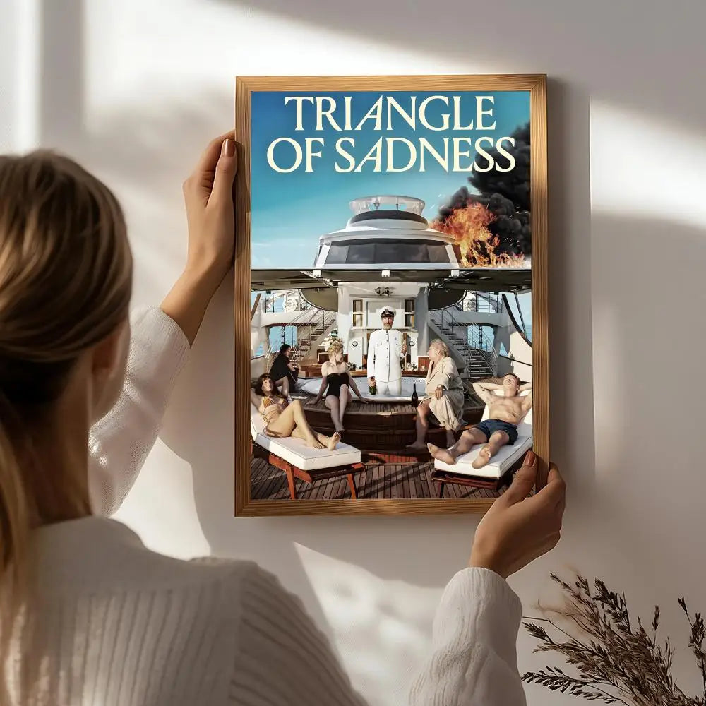 Movie T-Triangle of Sadness Poster HD Self Adhesive Waterproof Wall Art Ideal for Home Office Dorm Bedroom Great Gift Peaceful Pleasures Health and Wellness White8 21X30cmNoframe