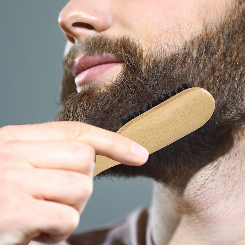 Salon Barbershop Wooden Handle Boar Bristle Beard Brush Soft Hair Cleaning Brush Broken Hair Remove Comb Men Beard Shaving Tools Peaceful Pleasures Health and Wellness
