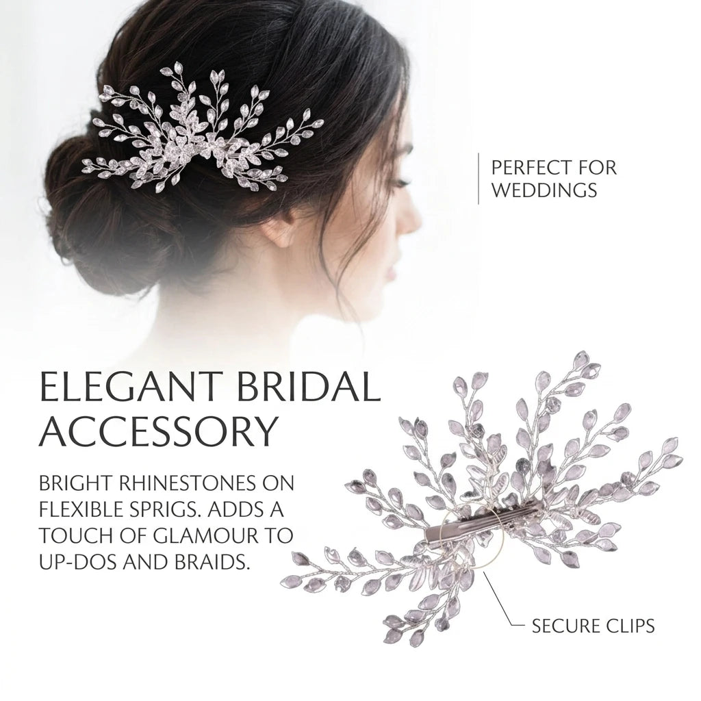 Alloy Rhinestone Flower Hair Clip for Wedding Bridal Headwear Accessories Peaceful Pleasures Health and Wellness