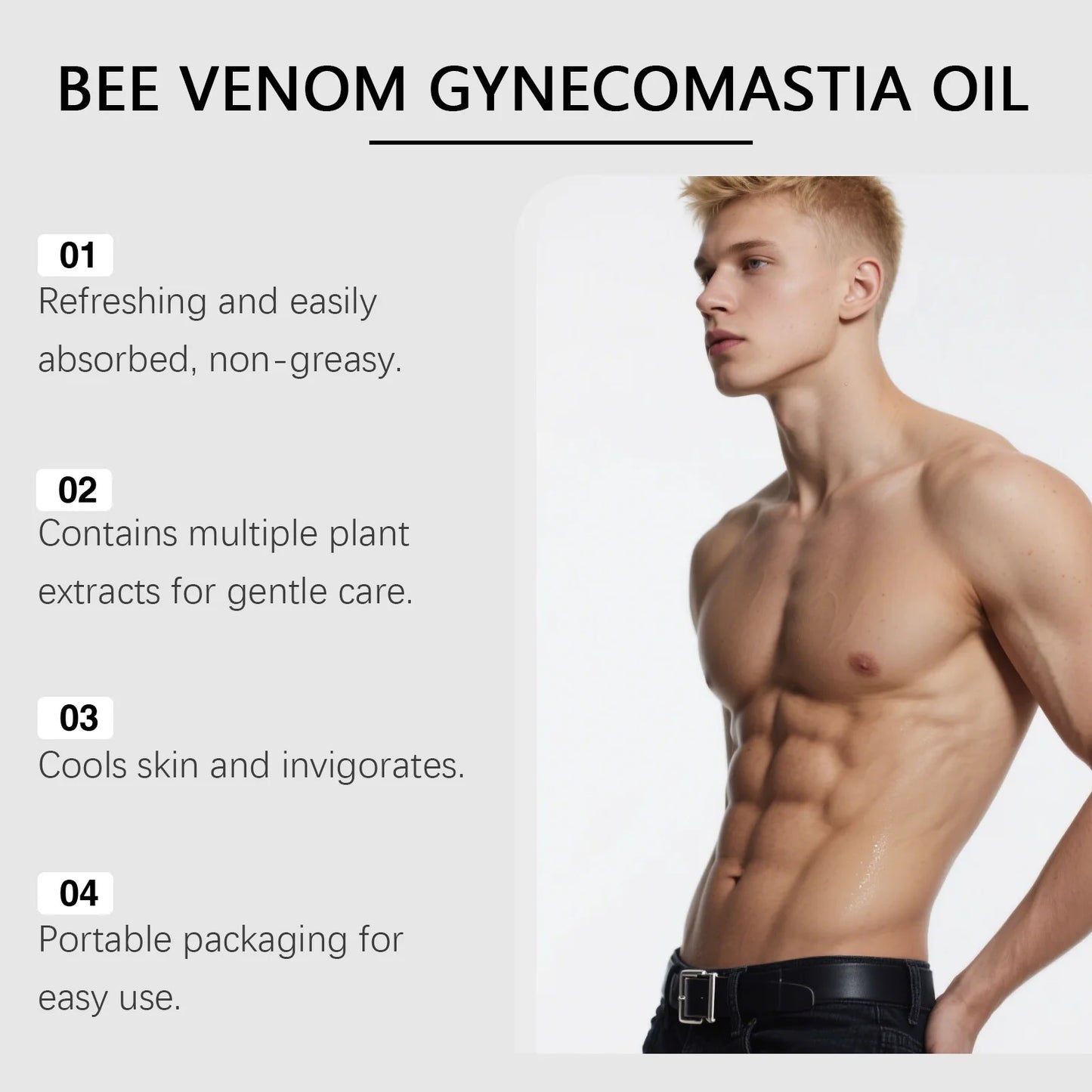 Men's Bee Venom Chest Firming Sculpting Massage Oil – 15ml Peaceful Pleasures Health and Wellness