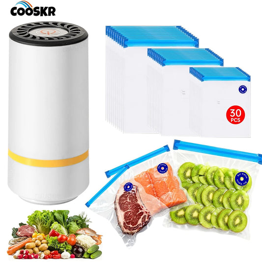 Mini Electric Air Pump Food Automatic Vacuum Sealer Machine for Food Fresh-Keeping Air Pump with BPA-Free Vacuum Packaging Bag Peaceful Pleasures Health and Wellness