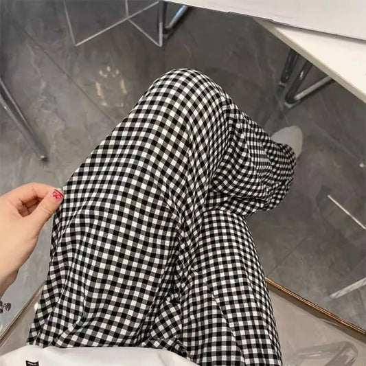 Women's High Waist Wide Leg Plaid Pajama Pants | Cotton Pajama Pants Peaceful Pleasures Health and Wellness